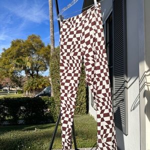 Trendy Y2K high waist Checkered style pants spandex
